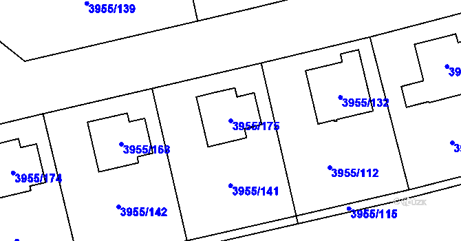 Parcela st. 3955/175 v KÚ Chotěboř, Katastrální mapa