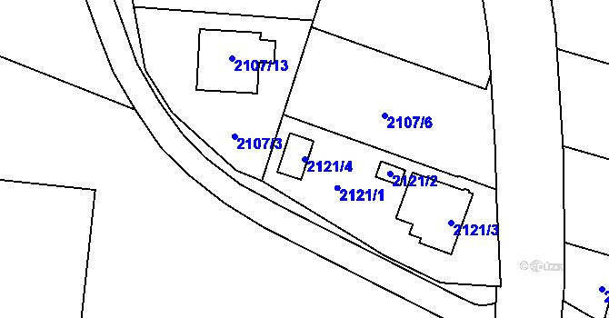 Parcela st. 2121/4 v KÚ Chotěboř, Katastrální mapa