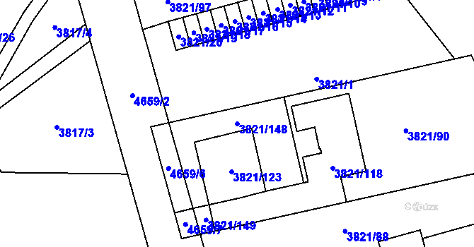Parcela st. 3821/148 v KÚ Chotěboř, Katastrální mapa