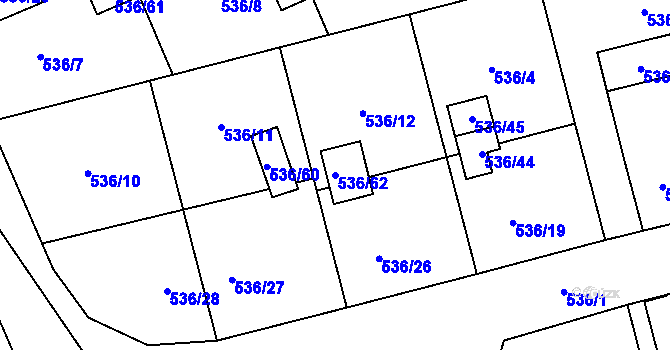 Parcela st. 536/62 v KÚ Chotěboř, Katastrální mapa