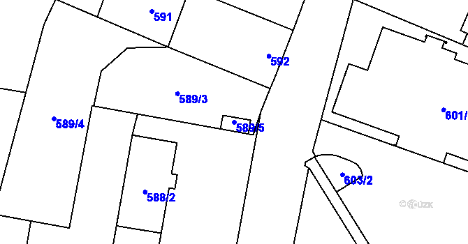 Parcela st. 589/5 v KÚ Chotěboř, Katastrální mapa