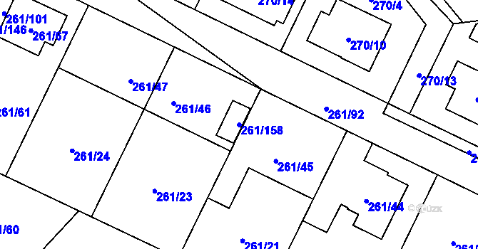 Parcela st. 261/158 v KÚ Chotěboř, Katastrální mapa