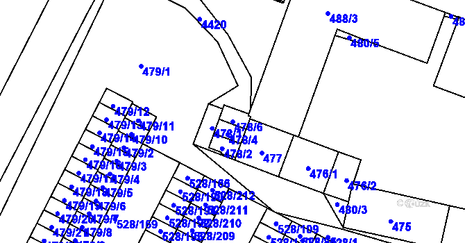 Parcela st. 478/6 v KÚ Chotěboř, Katastrální mapa