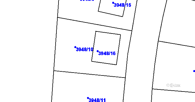 Parcela st. 3948/16 v KÚ Chotěboř, Katastrální mapa