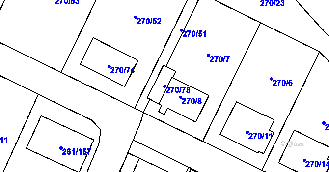 Parcela st. 270/78 v KÚ Chotěboř, Katastrální mapa