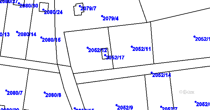 Parcela st. 2052/17 v KÚ Chotěboř, Katastrální mapa
