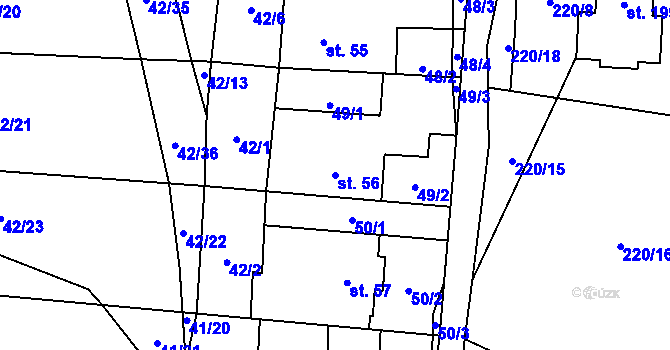 Parcela st. 56 v KÚ Bílek, Katastrální mapa
