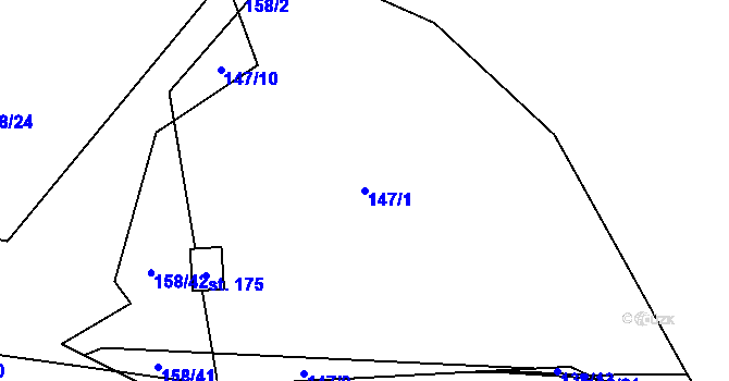 Parcela st. 147/1 v KÚ Bílek, Katastrální mapa