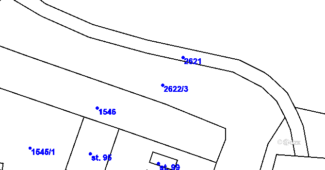 Parcela st. 2622/3 v KÚ Chotěbudice, Katastrální mapa