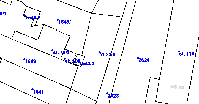 Parcela st. 2622/4 v KÚ Chotěbudice, Katastrální mapa