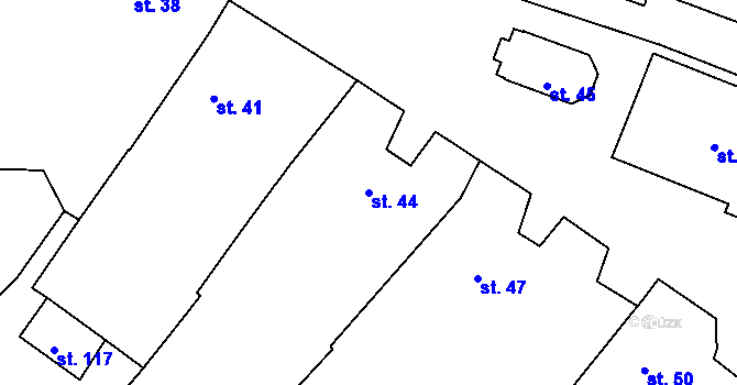 Parcela st. 44 v KÚ Chotěbudice, Katastrální mapa