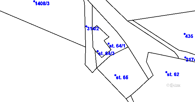 Parcela st. 64/3 v KÚ Chotěbudice, Katastrální mapa