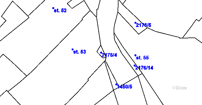 Parcela st. 2176/4 v KÚ Chotěbudice, Katastrální mapa
