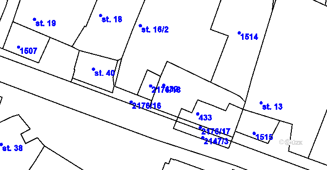 Parcela st. 432 v KÚ Chotěbudice, Katastrální mapa