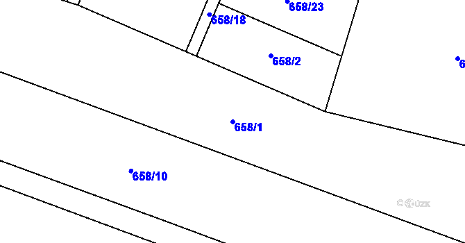 Parcela st. 658/1 v KÚ Chotěbuz, Katastrální mapa