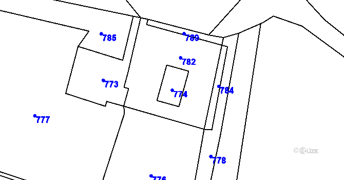 Parcela st. 774 v KÚ Chotěbuz, Katastrální mapa