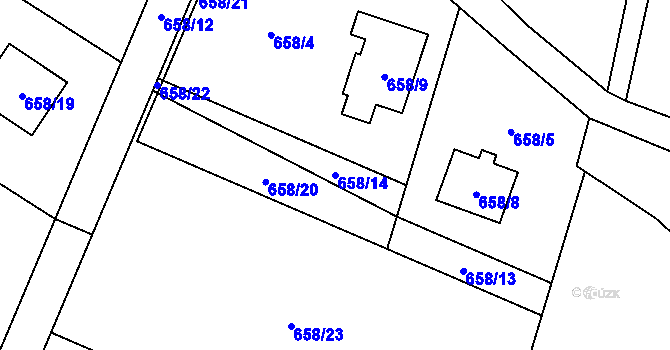 Parcela st. 658/14 v KÚ Chotěbuz, Katastrální mapa