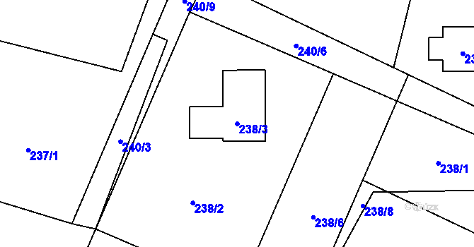 Parcela st. 238/3 v KÚ Chotěbuz, Katastrální mapa