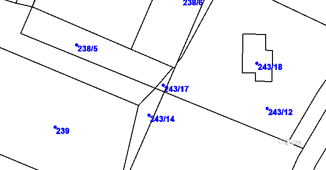 Parcela st. 243/17 v KÚ Chotěbuz, Katastrální mapa