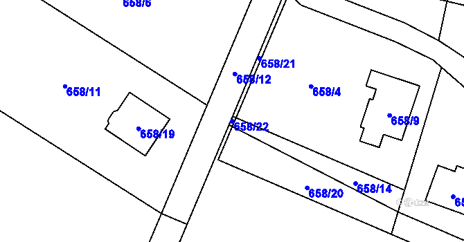 Parcela st. 658/22 v KÚ Chotěbuz, Katastrální mapa
