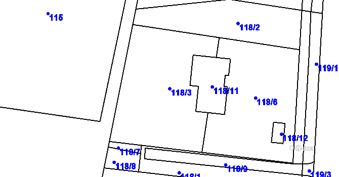 Parcela st. 118/3 v KÚ Chotěbuz, Katastrální mapa