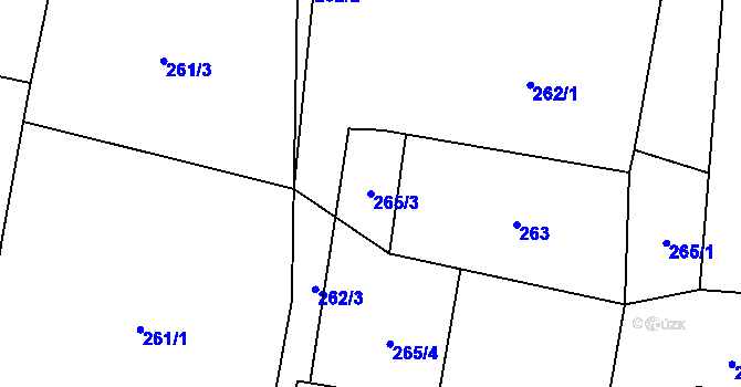 Parcela st. 265/3 v KÚ Chotěbuz, Katastrální mapa