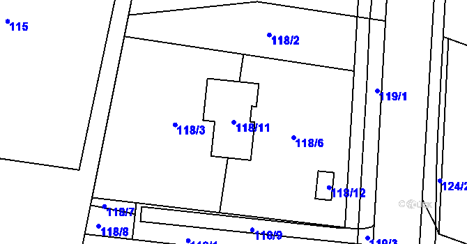 Parcela st. 118/11 v KÚ Chotěbuz, Katastrální mapa