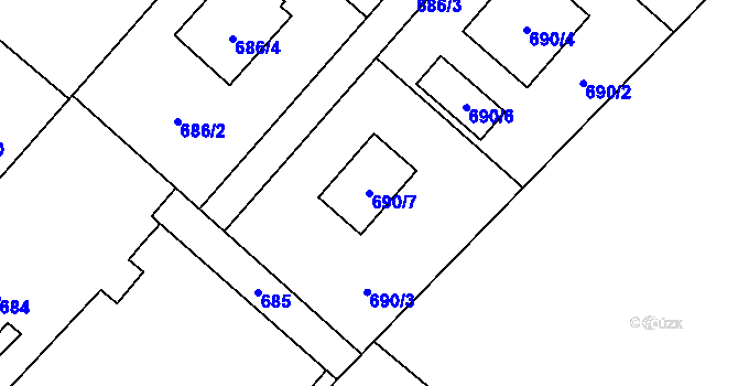 Parcela st. 690/7 v KÚ Chotěbuz, Katastrální mapa