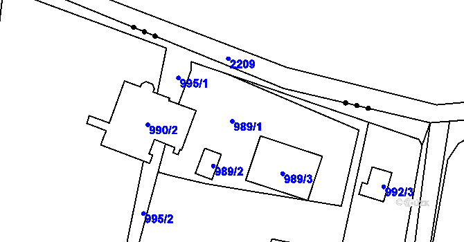 Parcela st. 989/1 v KÚ Chotěbuz, Katastrální mapa