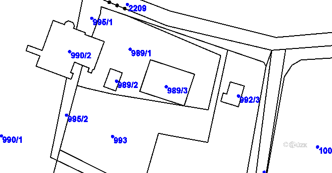 Parcela st. 989/3 v KÚ Chotěbuz, Katastrální mapa