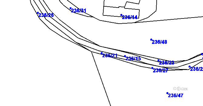 Parcela st. 236/21 v KÚ Podobora, Katastrální mapa