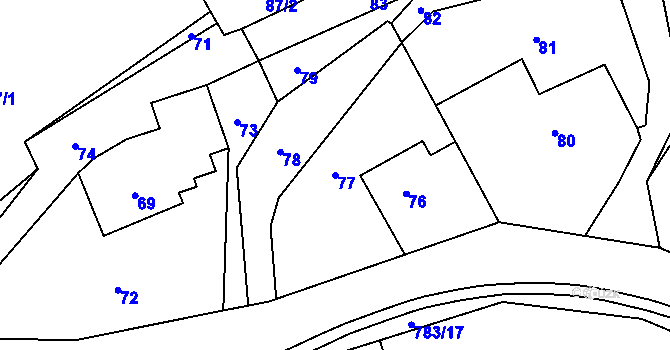 Parcela st. 77 v KÚ Zpupná Lhota, Katastrální mapa