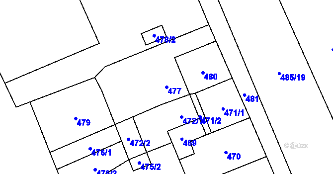 Parcela st. 477 v KÚ Zpupná Lhota, Katastrální mapa