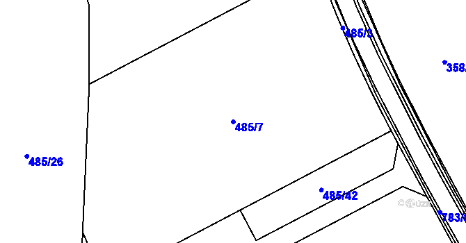 Parcela st. 485/7 v KÚ Zpupná Lhota, Katastrální mapa