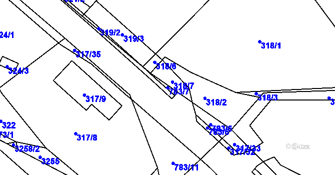 Parcela st. 783/7 v KÚ Zpupná Lhota, Katastrální mapa
