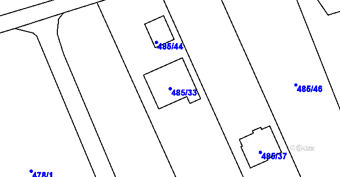 Parcela st. 485/33 v KÚ Zpupná Lhota, Katastrální mapa