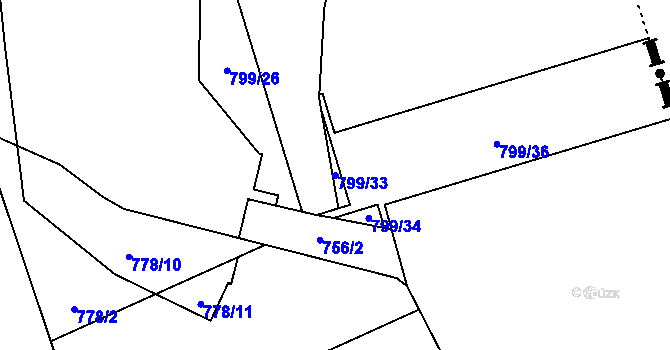 Parcela st. 799/33 v KÚ Zpupná Lhota, Katastrální mapa