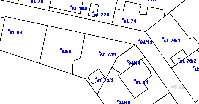 Parcela st. 73/1 v KÚ Choteč u Prahy, Katastrální mapa