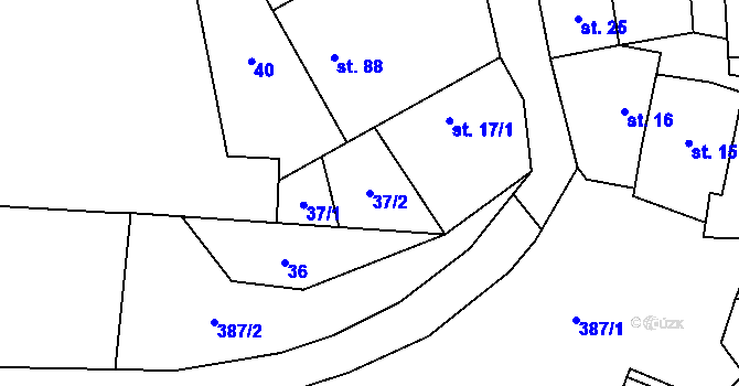 Parcela st. 37/2 v KÚ Choteč u Prahy, Katastrální mapa