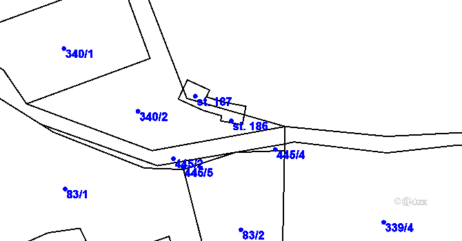Parcela st. 186 v KÚ Choteč u Prahy, Katastrální mapa