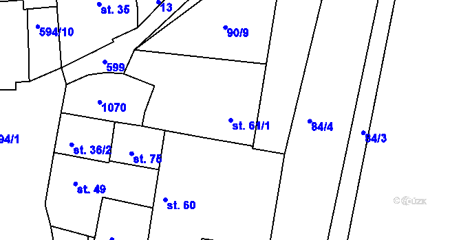 Parcela st. 61/1 v KÚ Chýnice, Katastrální mapa