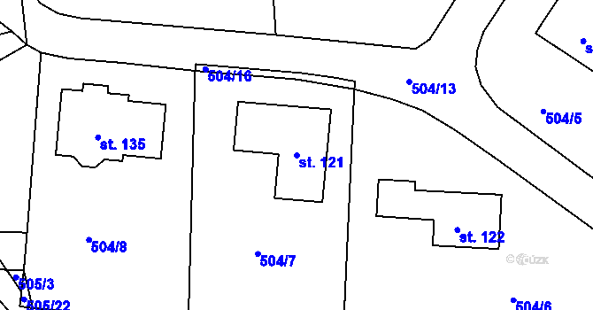 Parcela st. 121 v KÚ Chýnice, Katastrální mapa