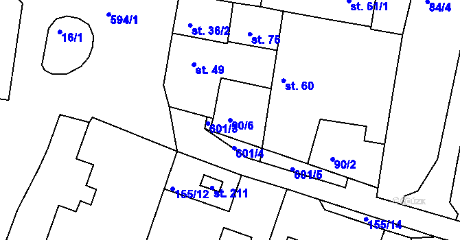 Parcela st. 90/6 v KÚ Chýnice, Katastrální mapa