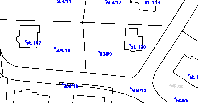 Parcela st. 504/9 v KÚ Chýnice, Katastrální mapa