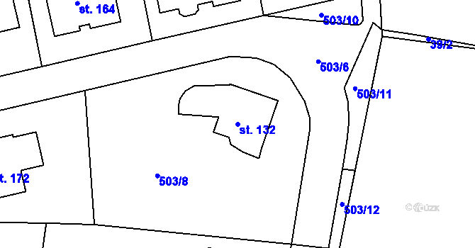 Parcela st. 132 v KÚ Chýnice, Katastrální mapa