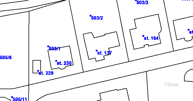 Parcela st. 137 v KÚ Chýnice, Katastrální mapa