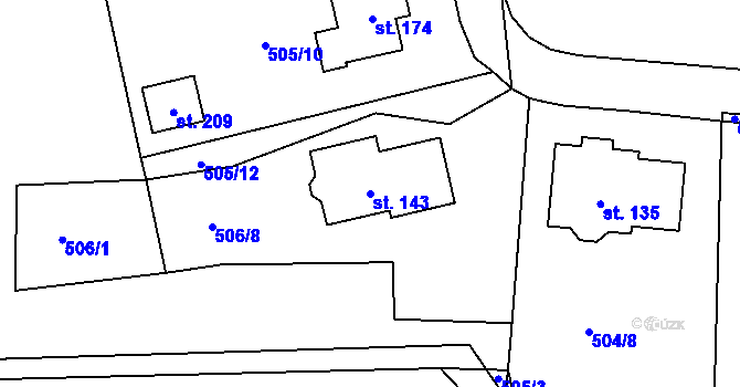 Parcela st. 143 v KÚ Chýnice, Katastrální mapa