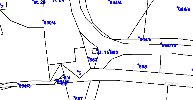 Parcela st. 157 v KÚ Chýnice, Katastrální mapa