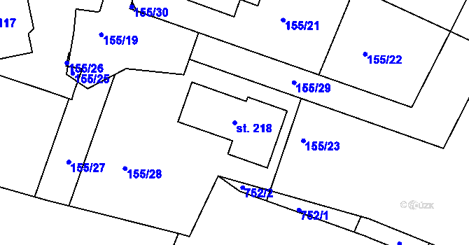 Parcela st. 218 v KÚ Chýnice, Katastrální mapa
