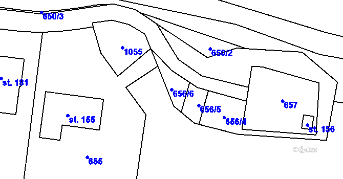 Parcela st. 656/6 v KÚ Chýnice, Katastrální mapa